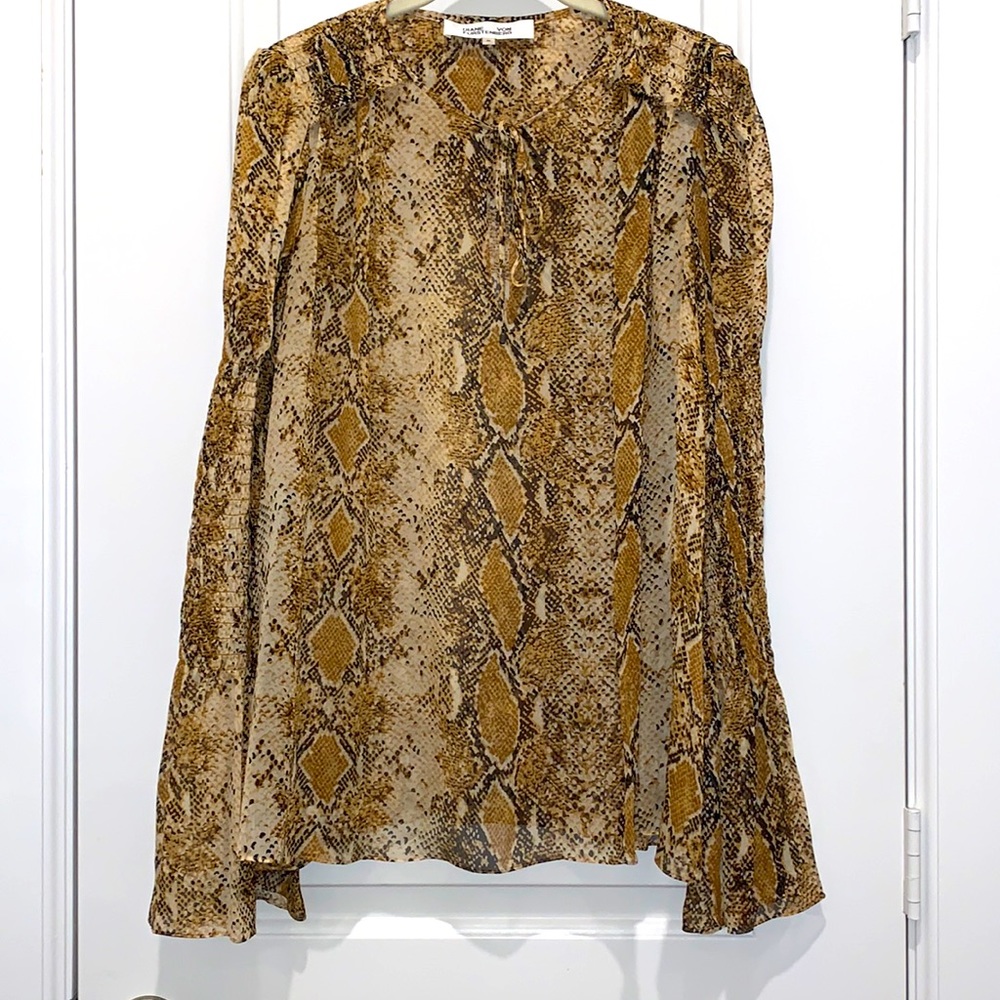 NWOT. DVF silk snake-print blouse.